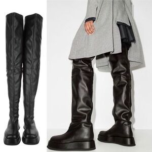 Gia Borghini x RHW | Black Above The Knee Flat Boots - Size IT 38.5